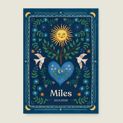 Heart Bird Dark Blue