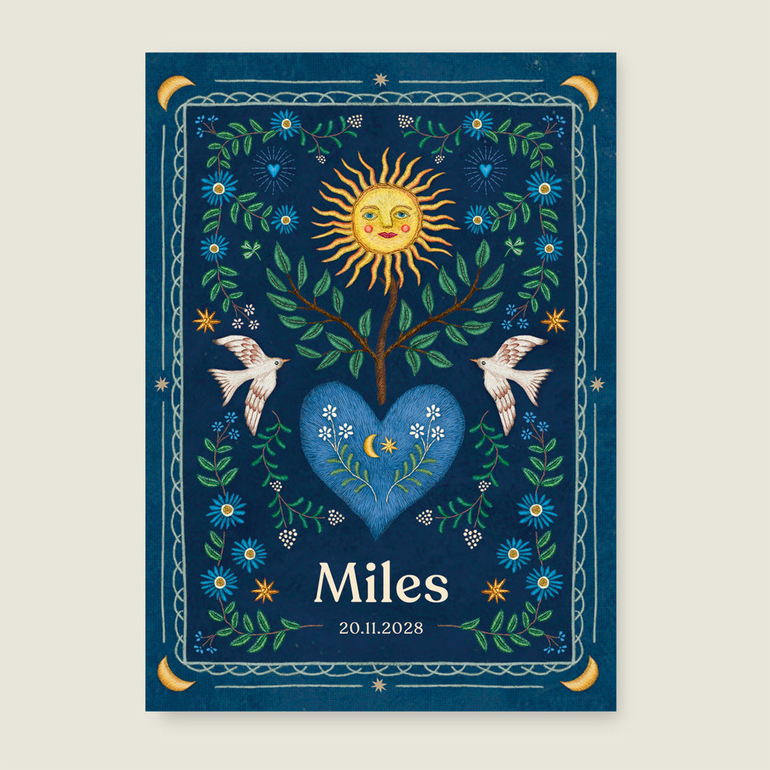 Sample Heart Bird Dark Blue