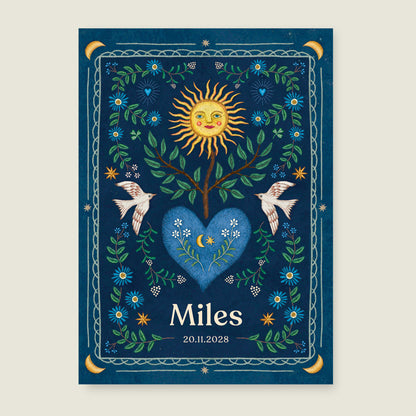 Sample Heart Bird Dark Blue