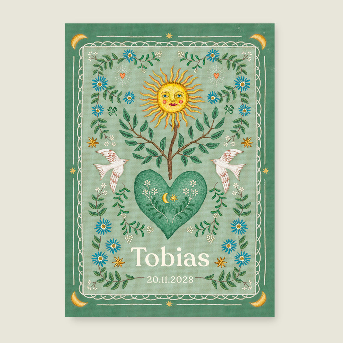 Sample Heart Bird Green