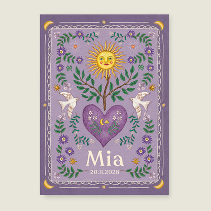 Sample Heart Bird Paars