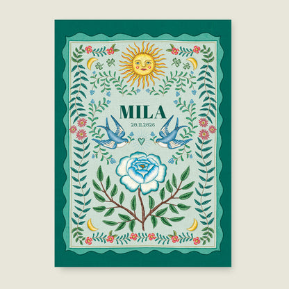 Sample Sparrow Birds Green - Story of July