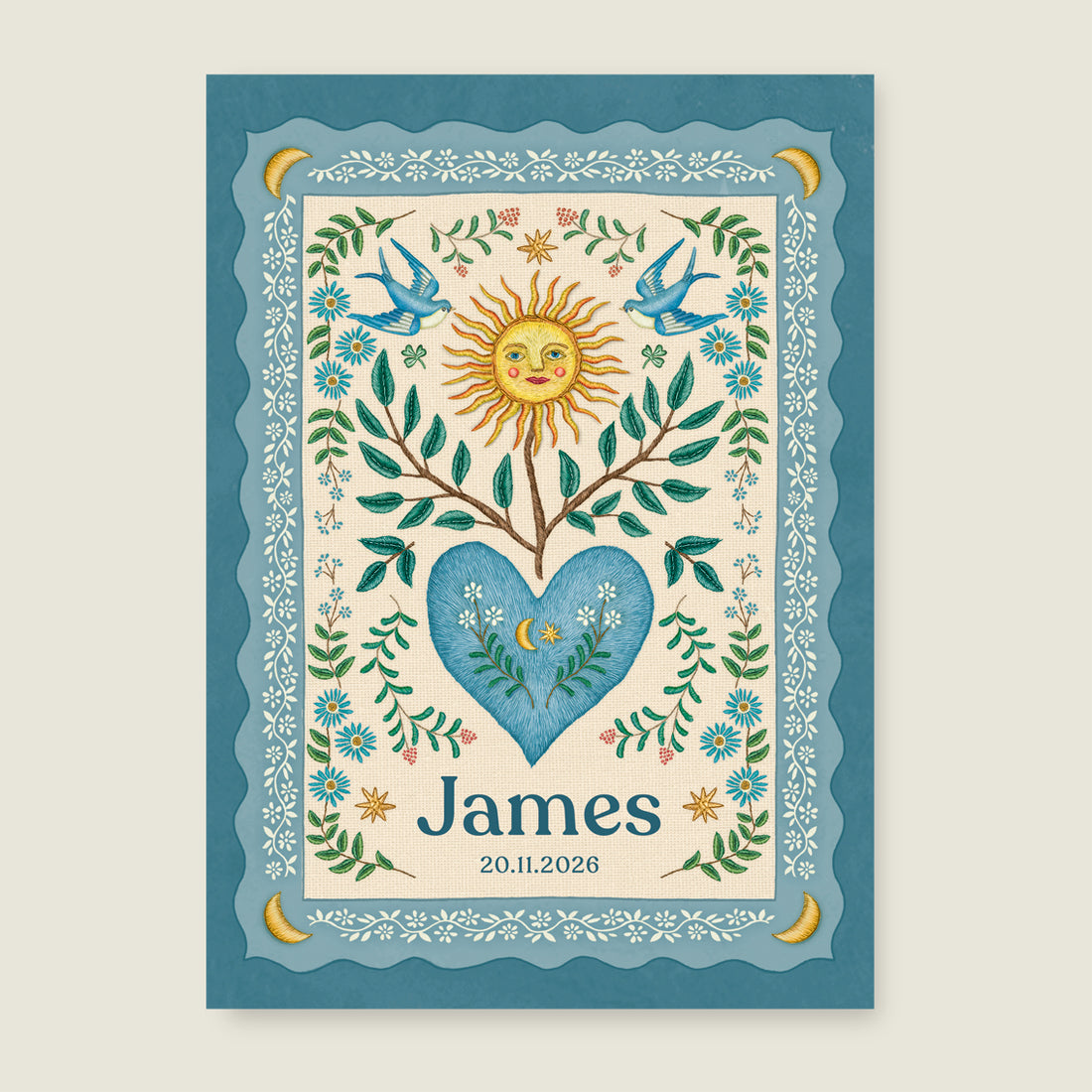 Sparrow Birds Light Blue