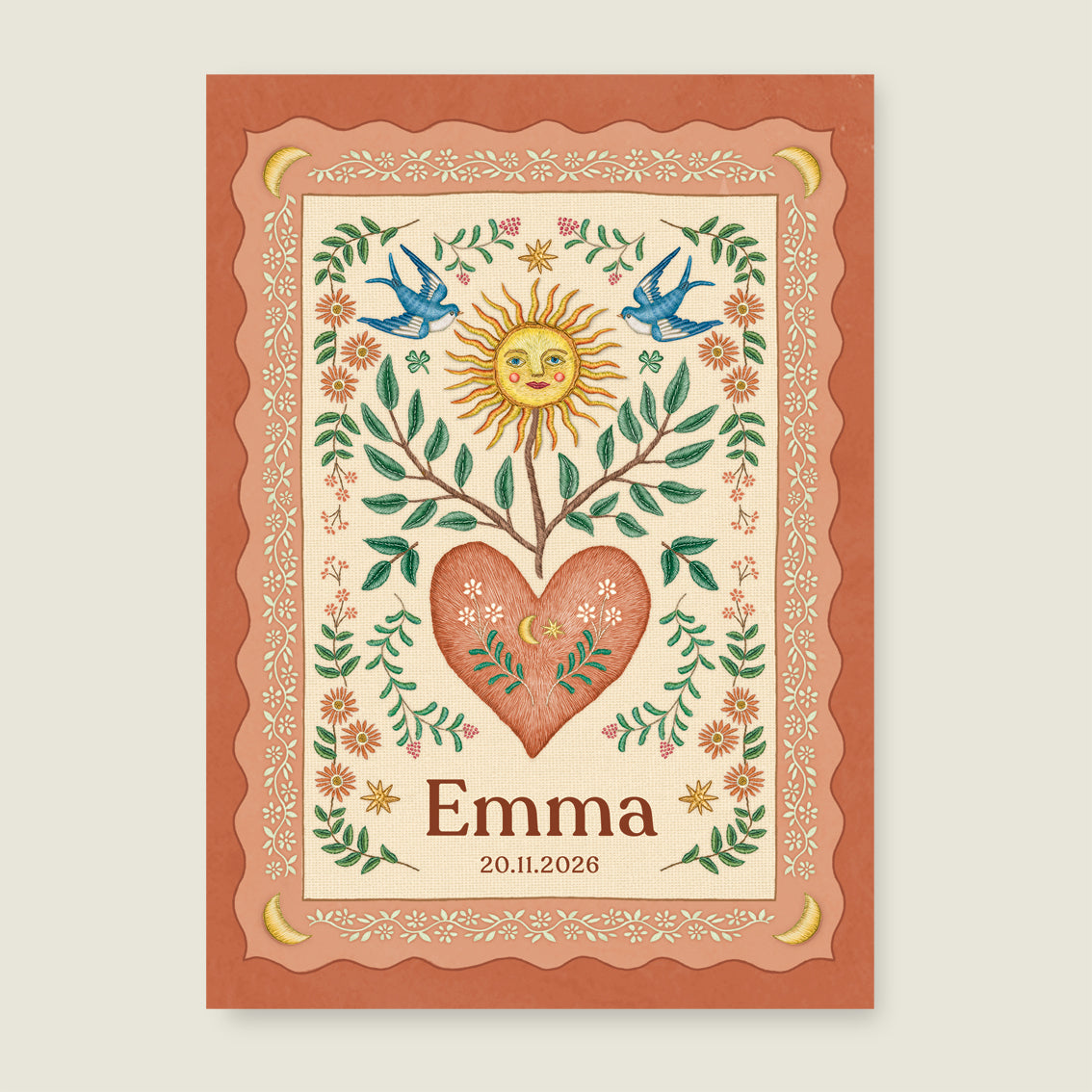 Print Sparrow Birds Terra