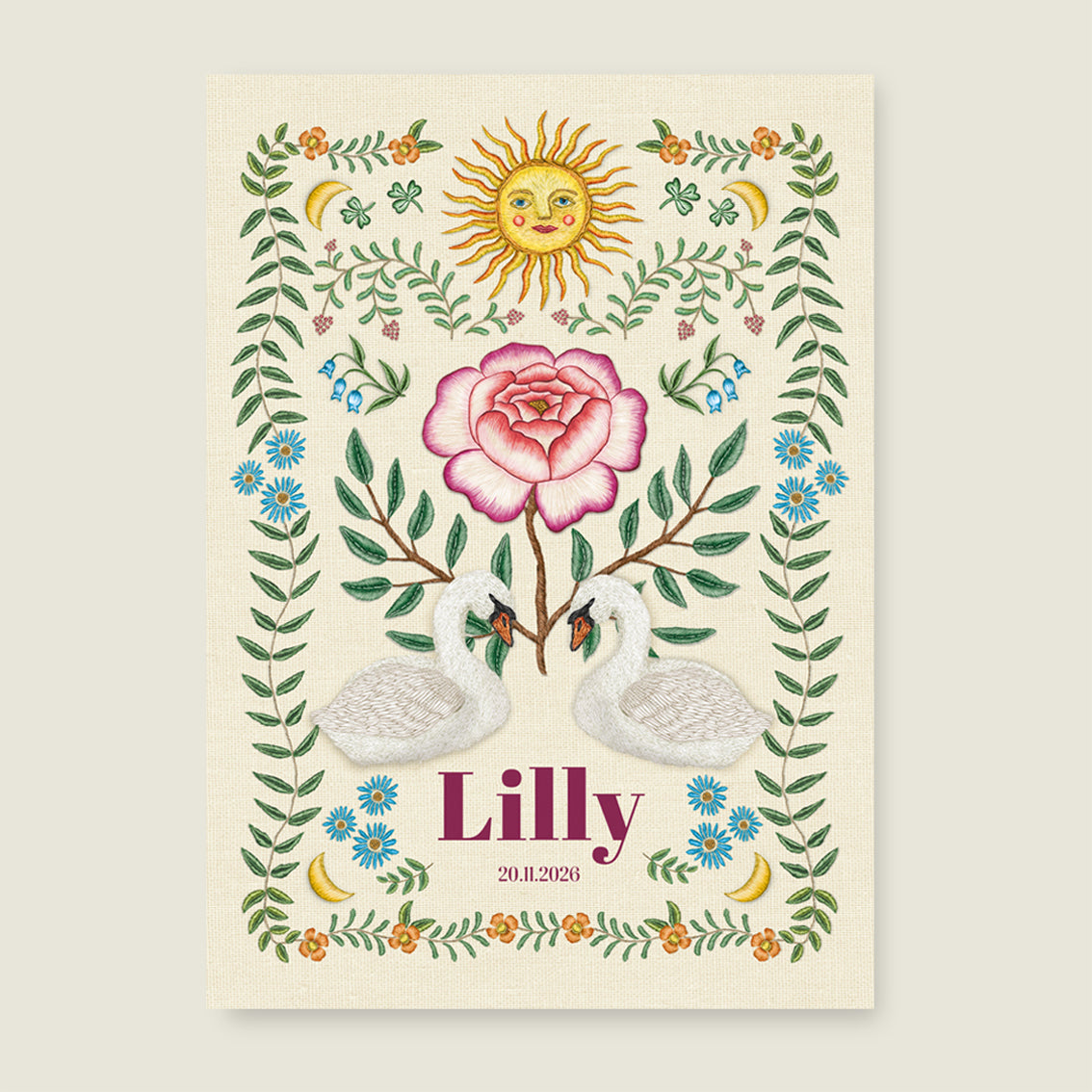 Print Swan rose offwhite - Story of July