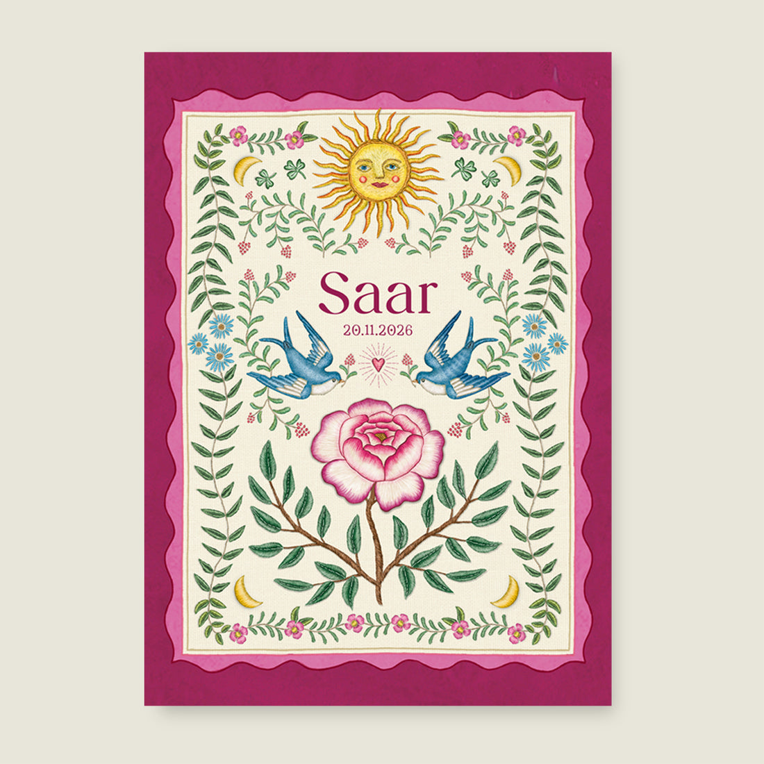 Sparrow Birds Pink - Story of July