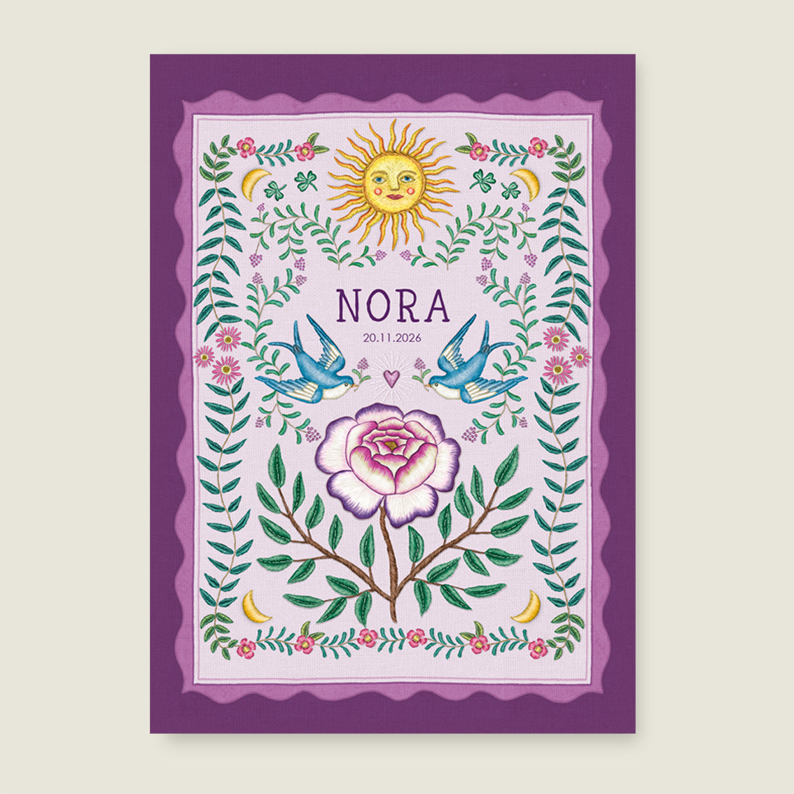 Print Sparrow birds purple - Story of July