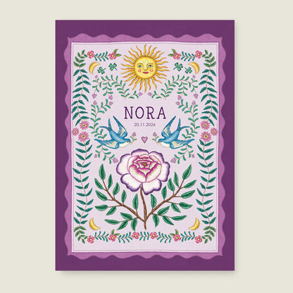 Sample Sparrow Birds Purple - Story of July