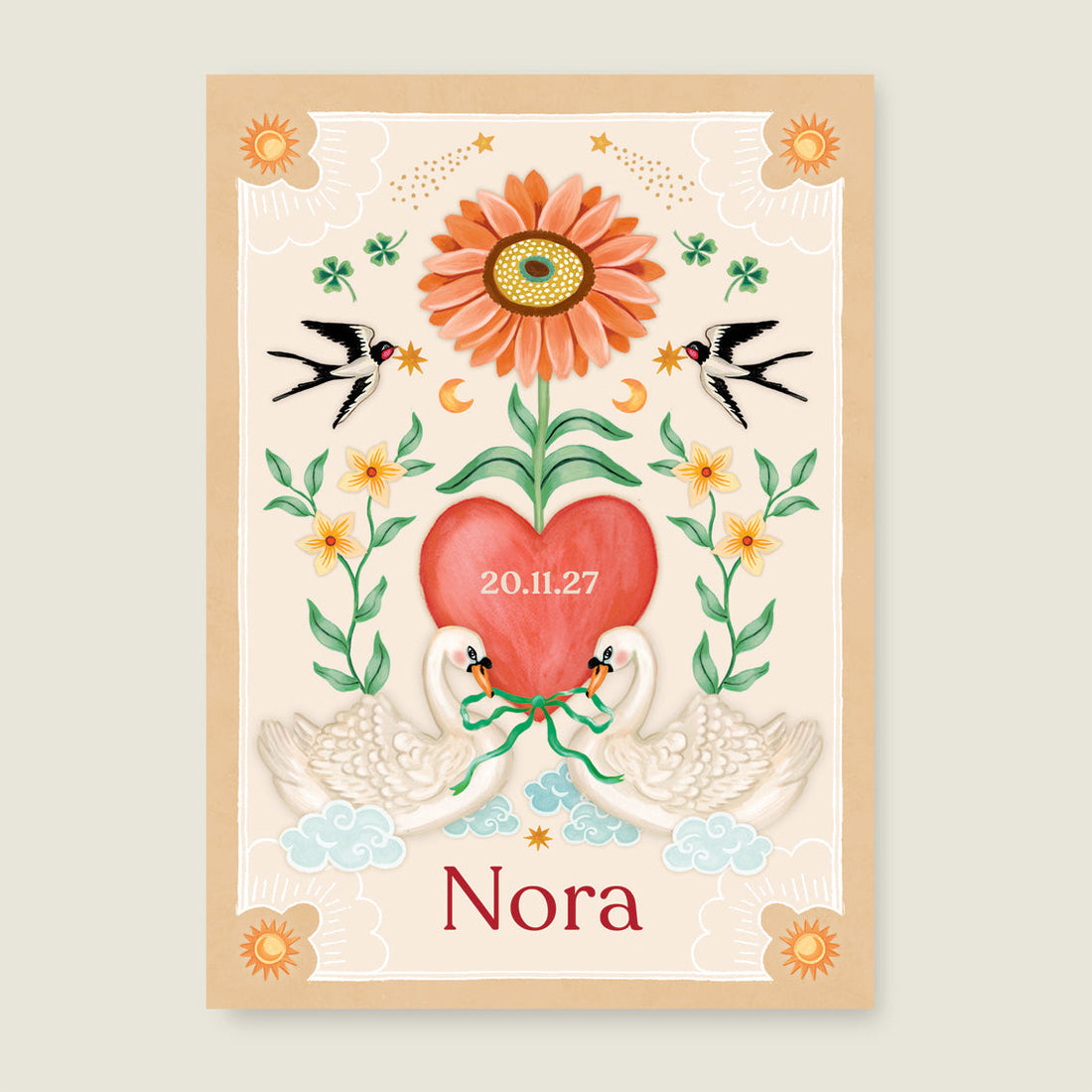 Print Swan And Sparrows