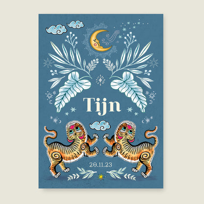 Two Pretty Tigers Blauw - Story of July