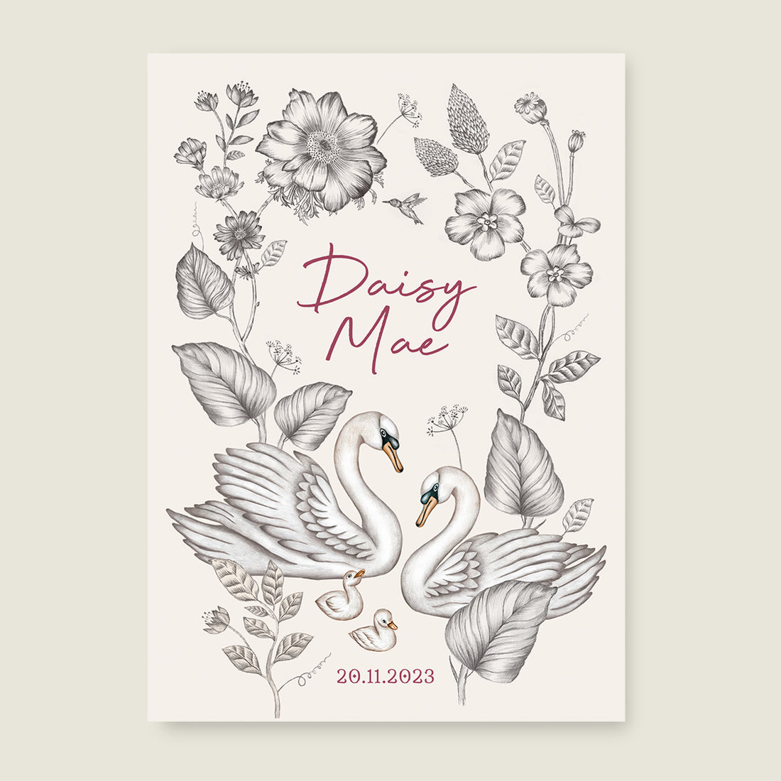 Swan Flowers Family Offwhite - Story of July