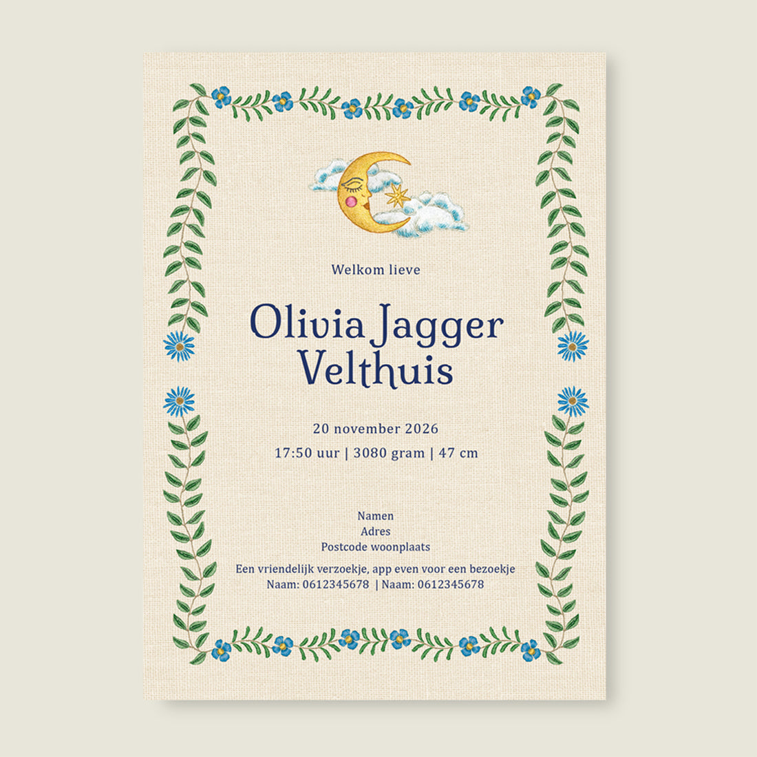 Embroider Panter Flower Blue - Story of July