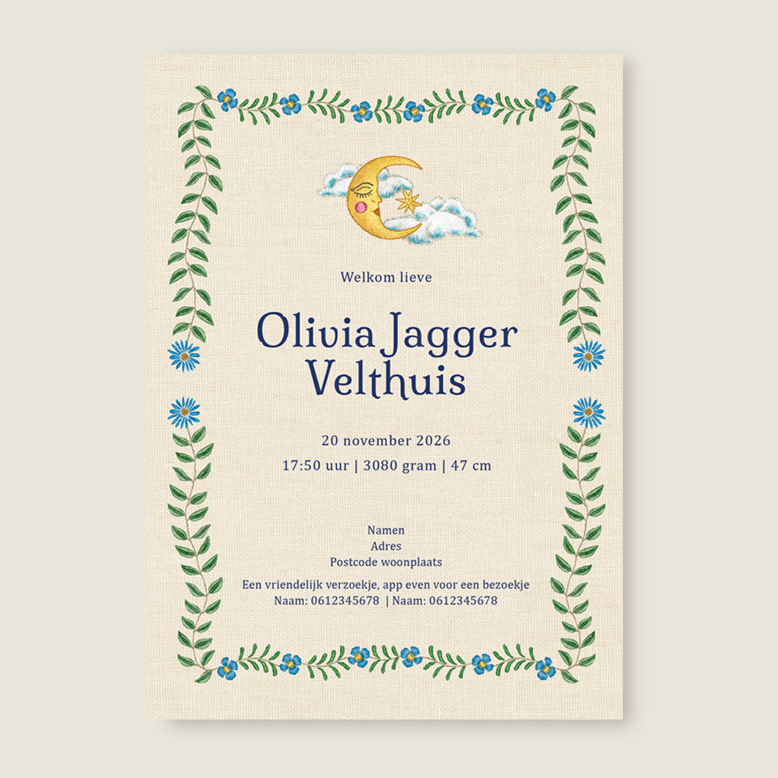 Embroider Panter Flower Blue - Story of July