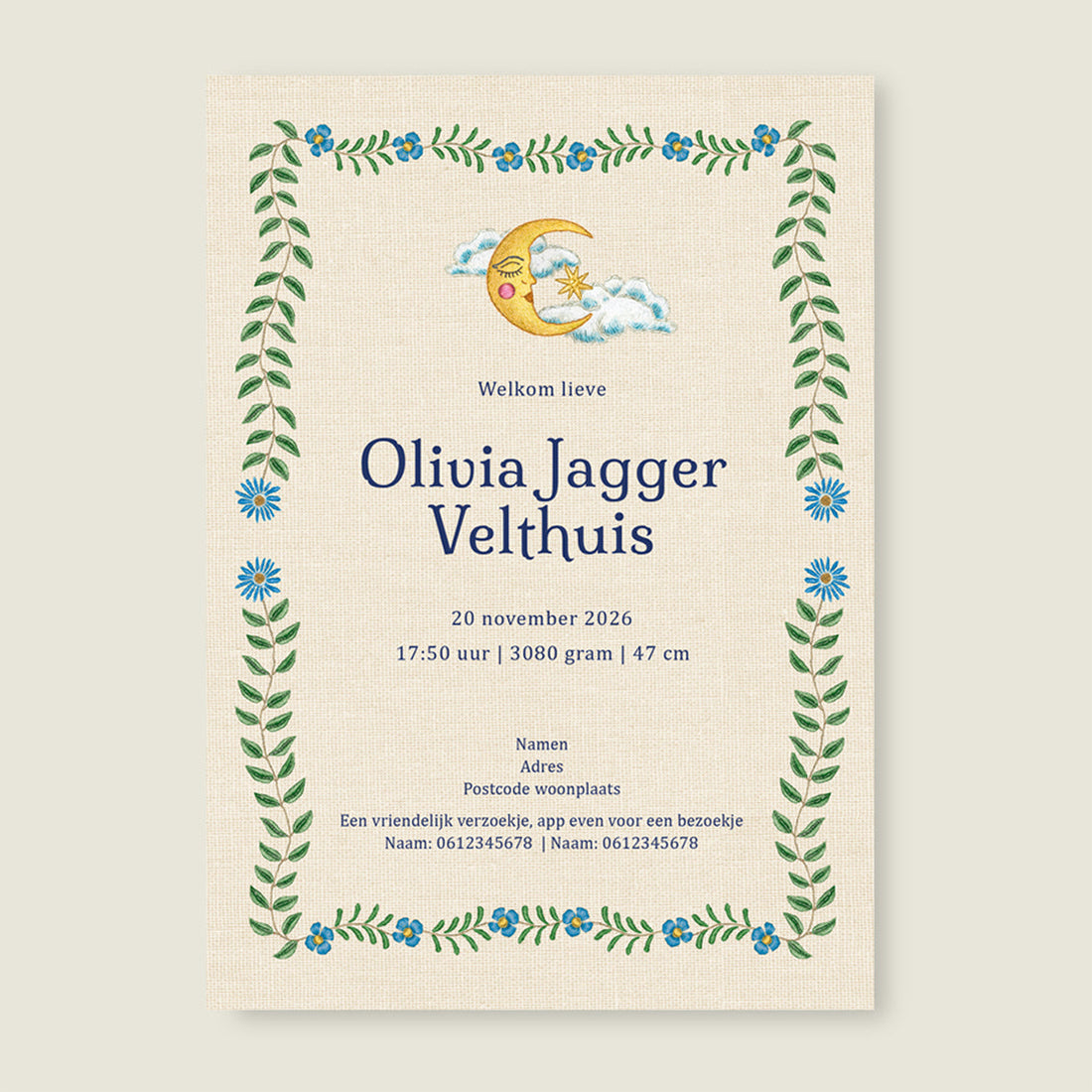 Sample Embroider Panter Flower Blue - Story of July