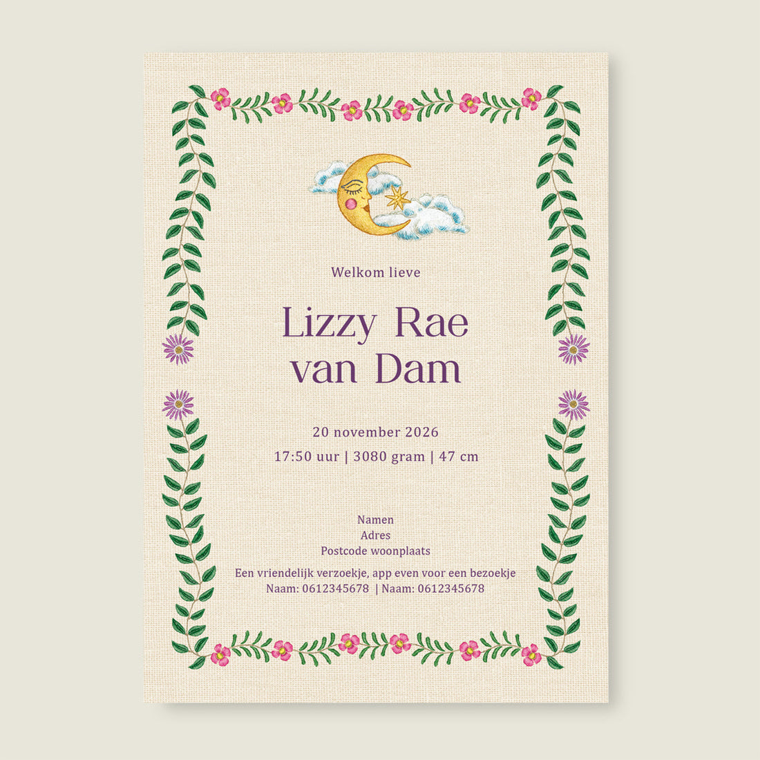 Sample Embroider Flower Swan Lila - Story of July