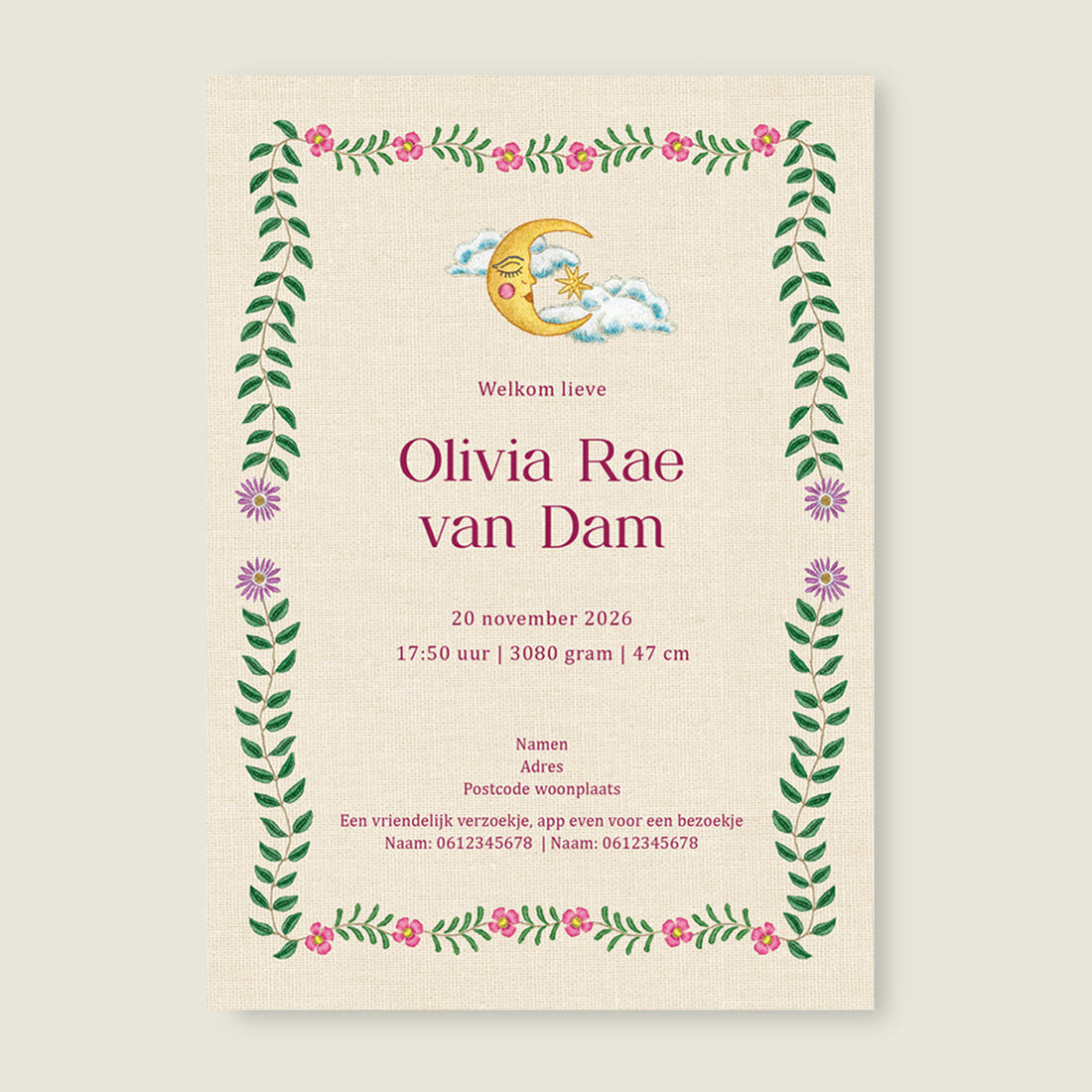 Sample Embroider Flower Swan Pink - Story of July