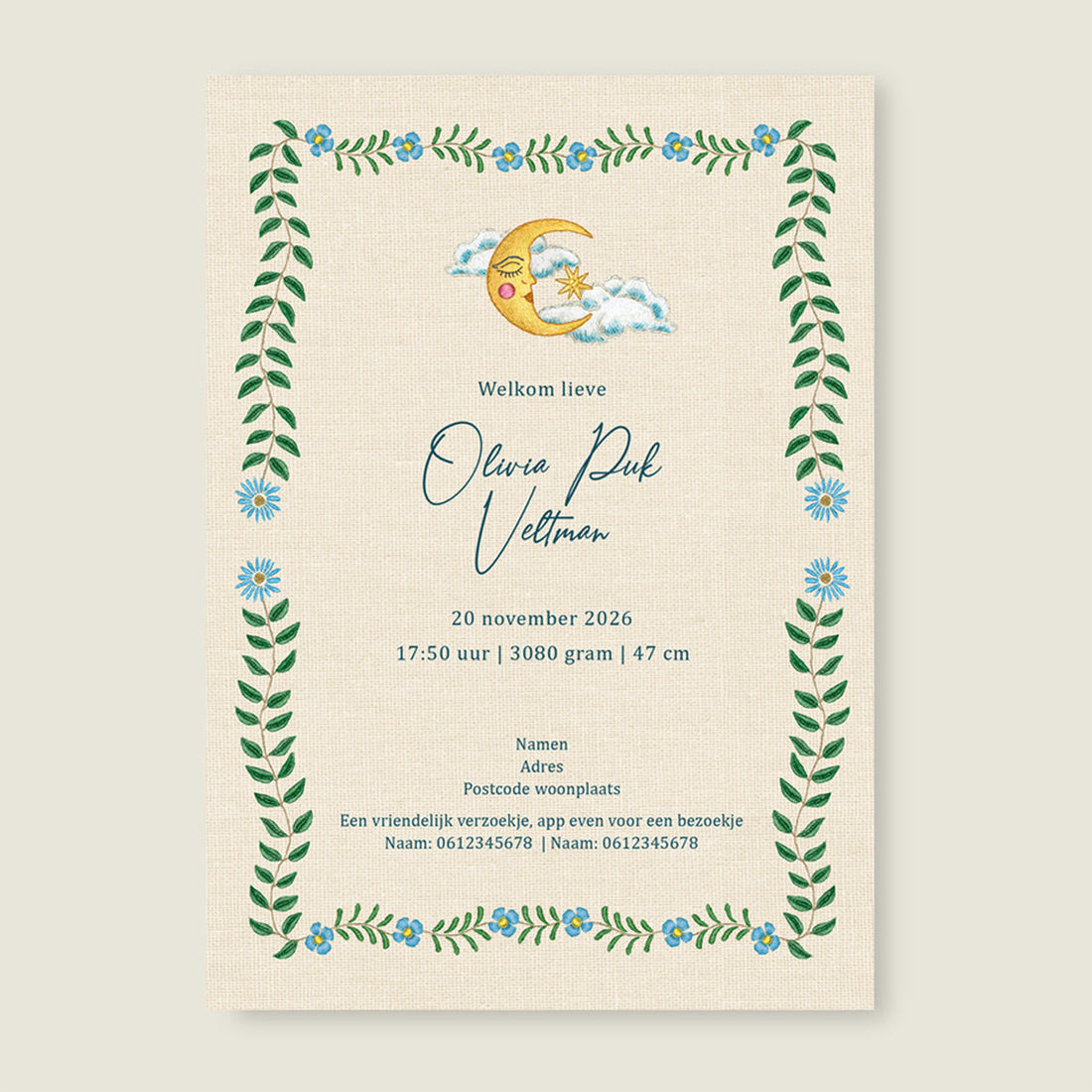 Sample Embroider Swan Heart Blue - Story of July