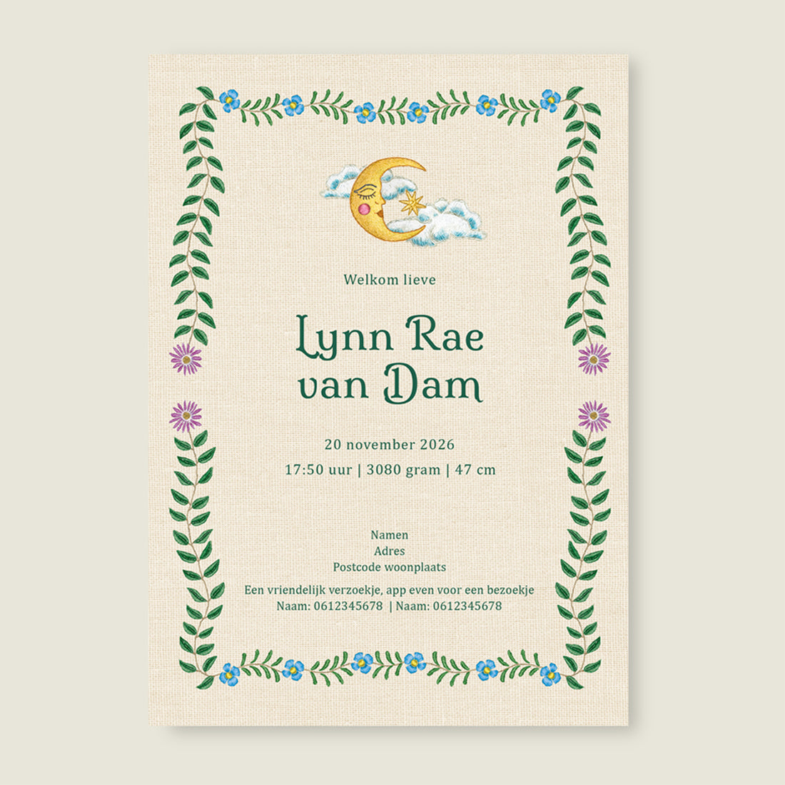 Embroider Swan Heart Darkgreen - Story of July