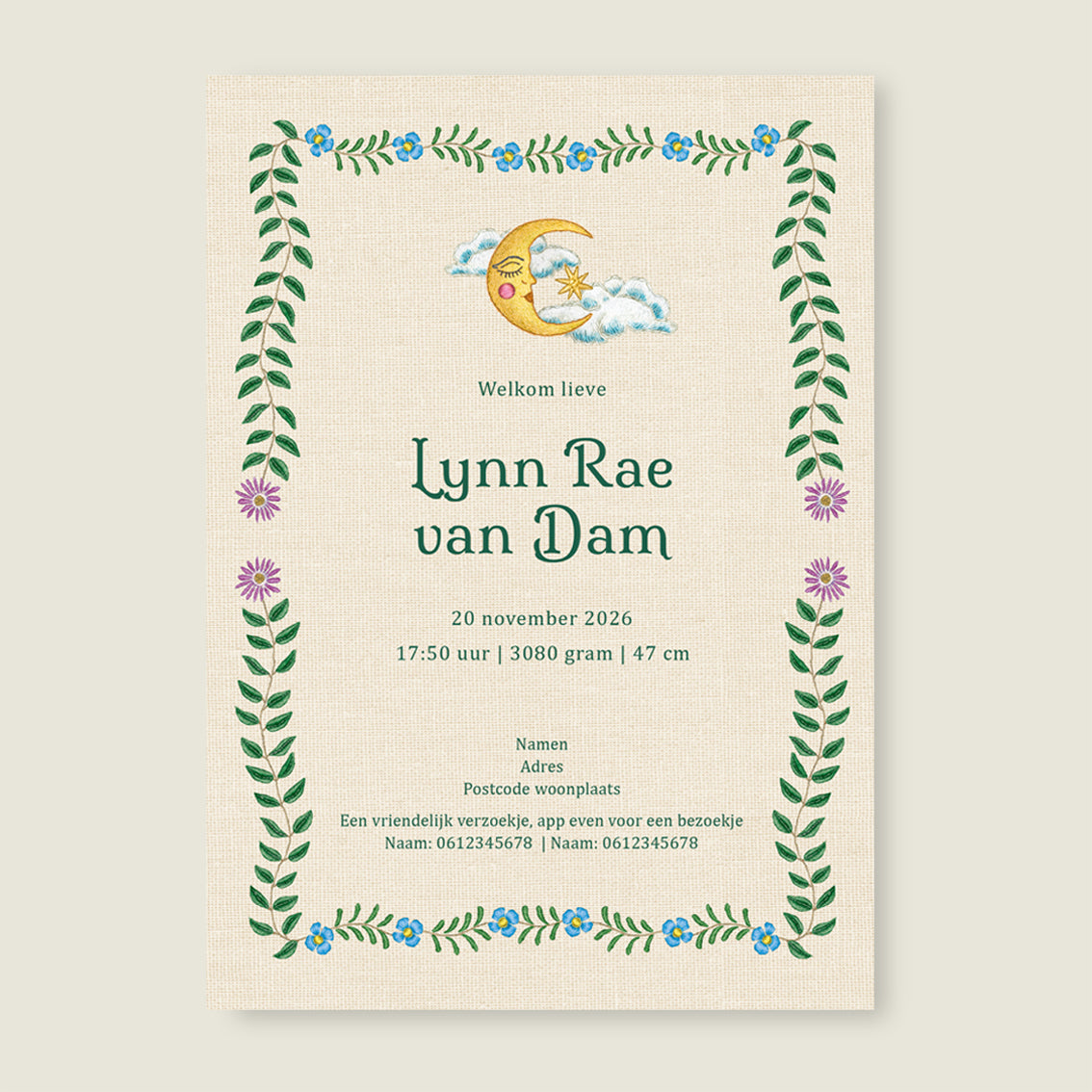 Embroider Swan Heart Darkgreen - Story of July