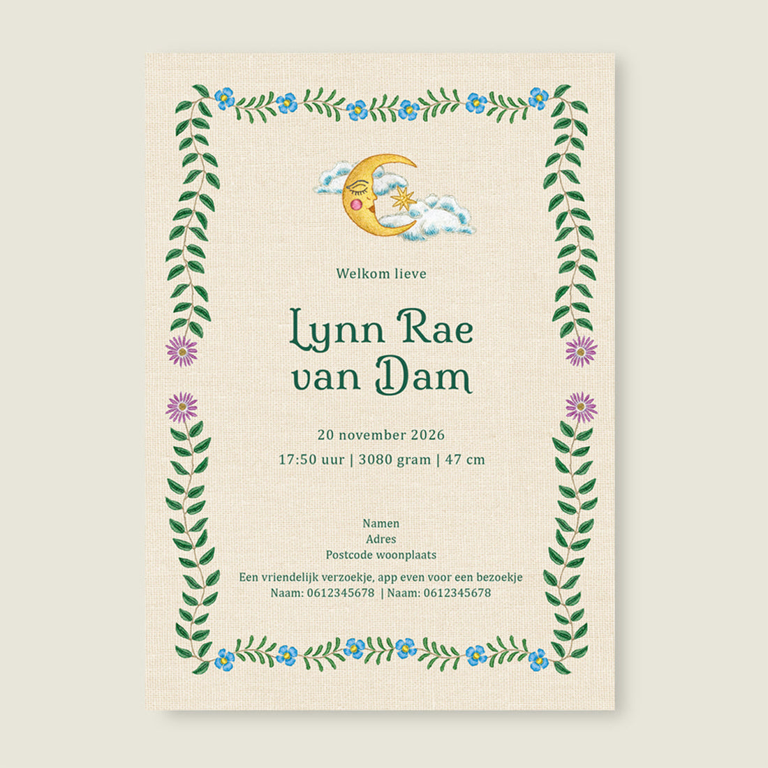 Sample Embroider Swan Heart Darkgreen - Story of July