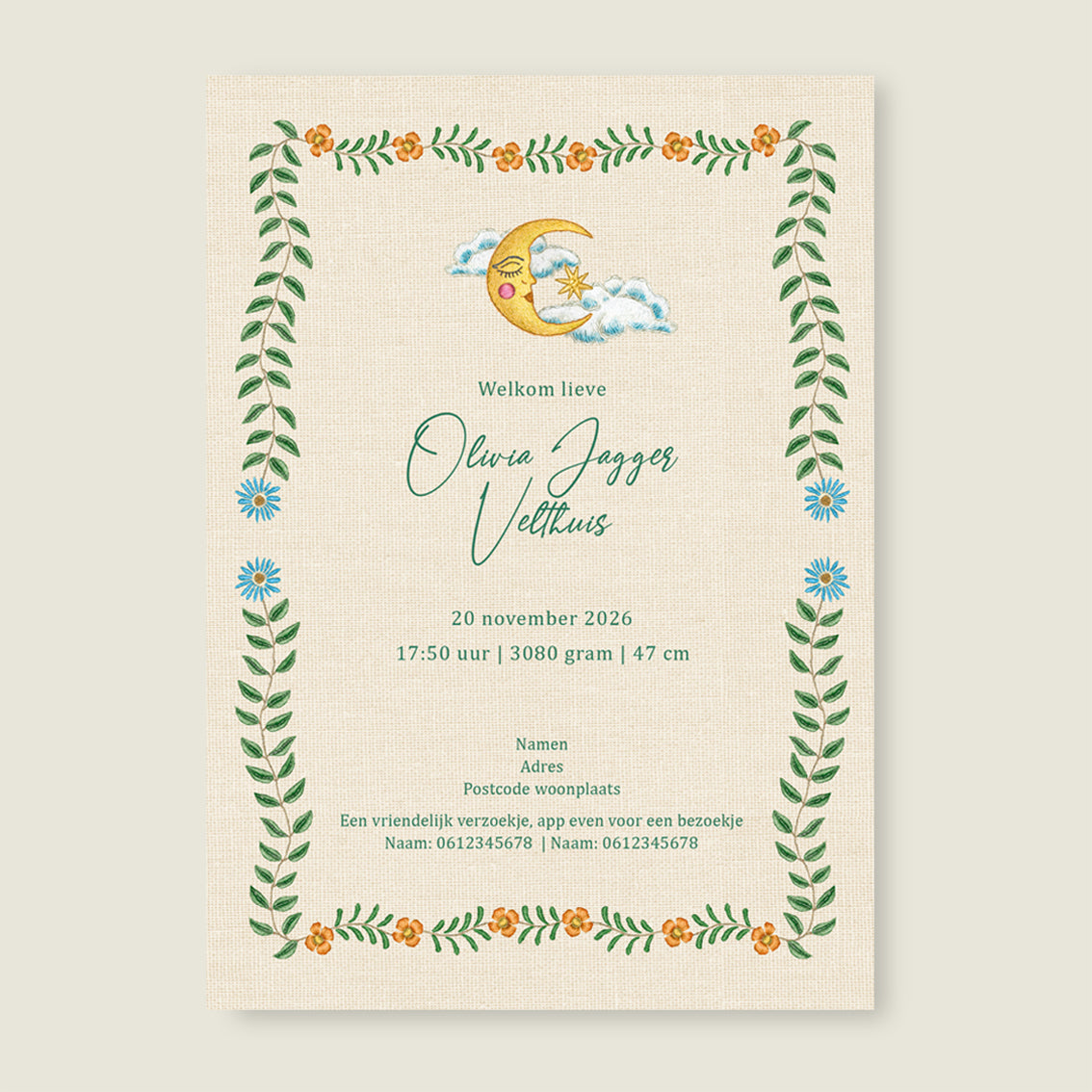 Sample Embroider Swan Heart Light Green - Story of July