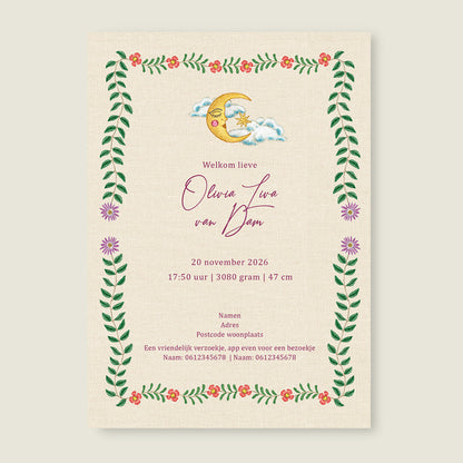 Sample Embroider Swan Heart Paars - Story of July