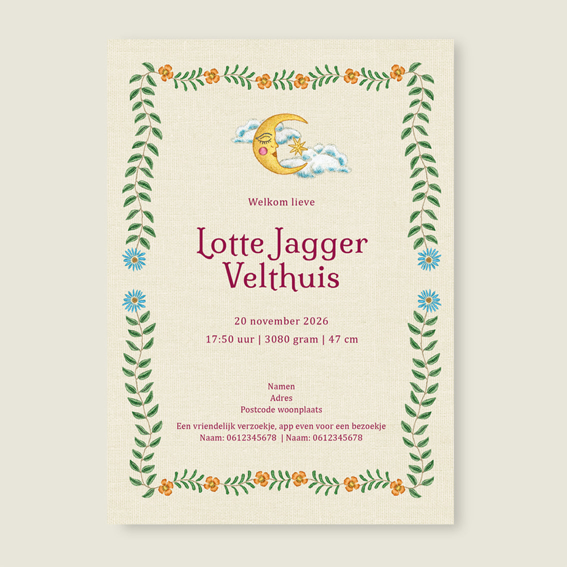 Sample Embroider Heart Offwhite - Story of July