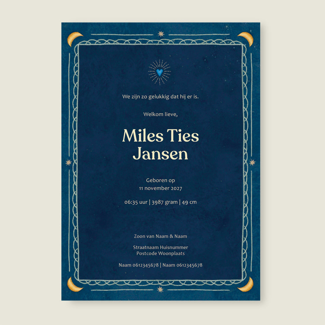 Sample Heart Bird Dark Blue