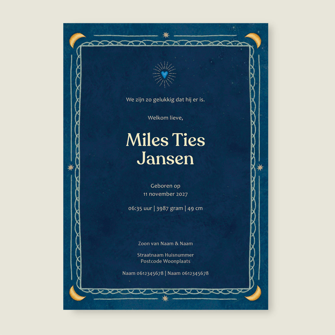 Sample Heart Bird Dark Blue