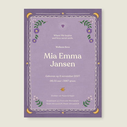 Sample Heart Bird Paars