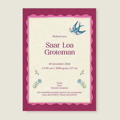 Sparrow Birds Pink - Story of July