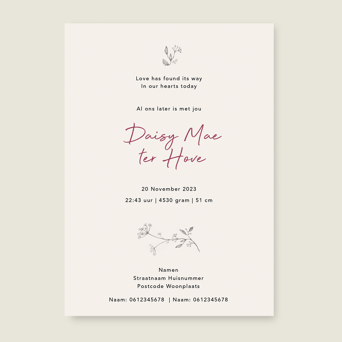 Swan Flowers Family Offwhite - Story of July