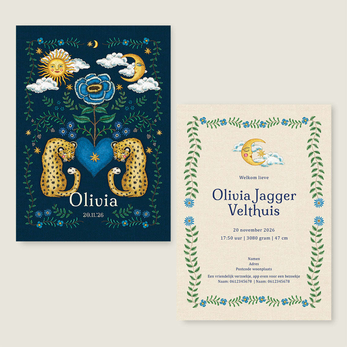 Embroider Panter Flower Blue - Story of July