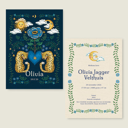 Embroider Panter Flower Blue - Story of July