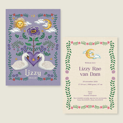 Sample Embroider Flower Swan Lila - Story of July