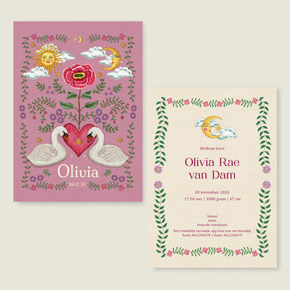 Embroider Flower Swan Pink - Story of July