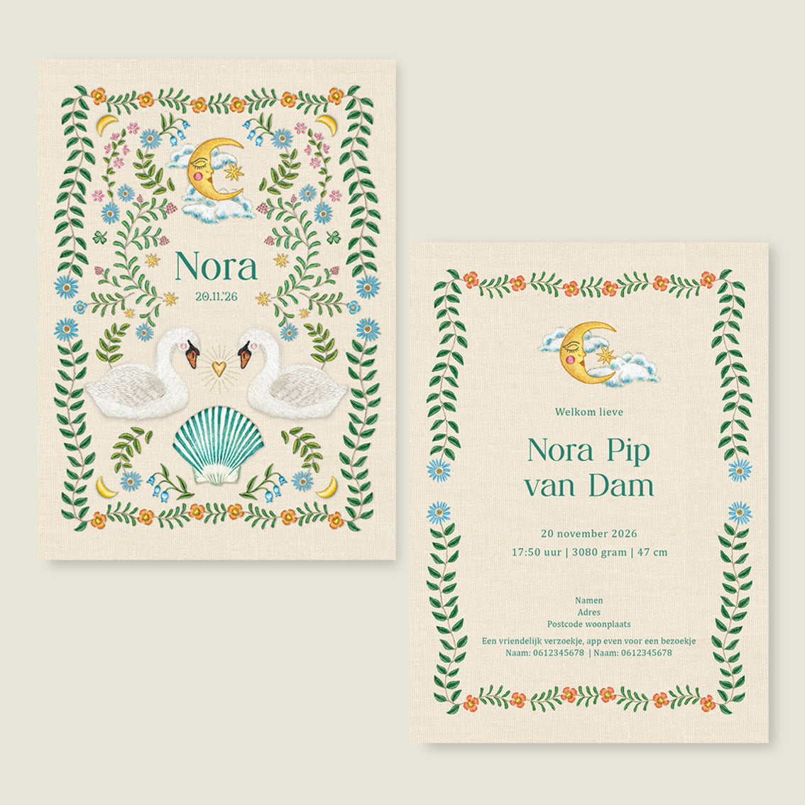 Embroider Swan Offwhite - Story of July