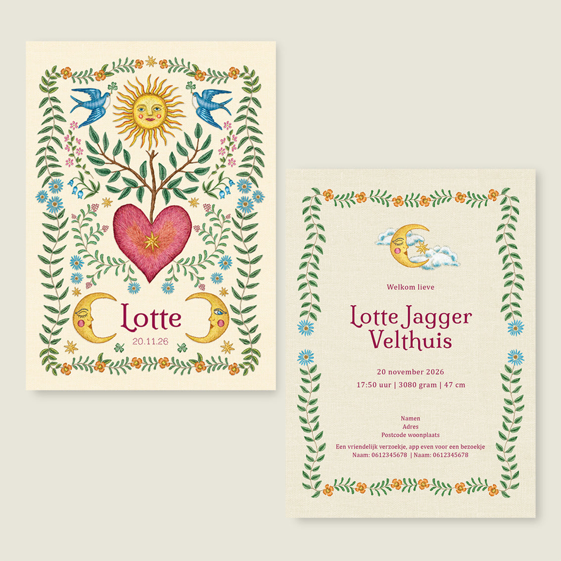 Embroider Heart Offwhite - Story of July