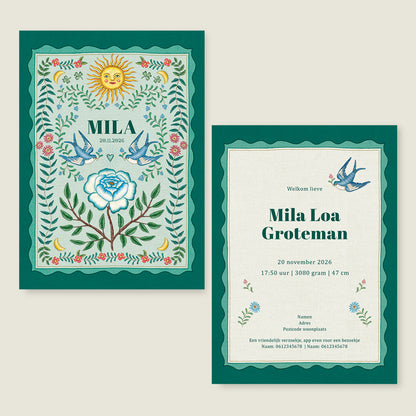 Sample Sparrow Birds Green - Story of July