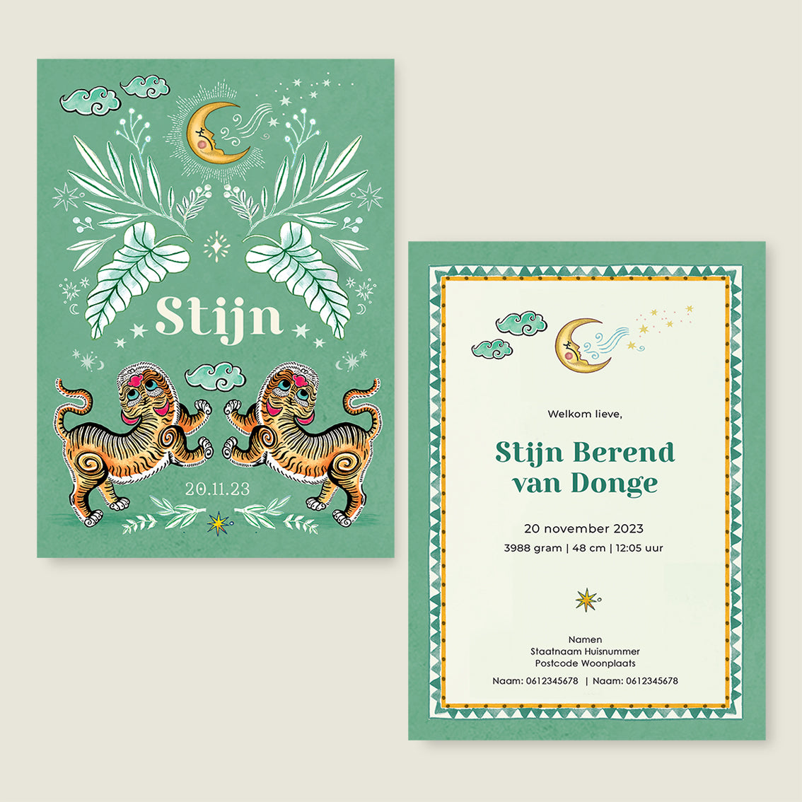 Two Pretty Tigers Groen - Story of July