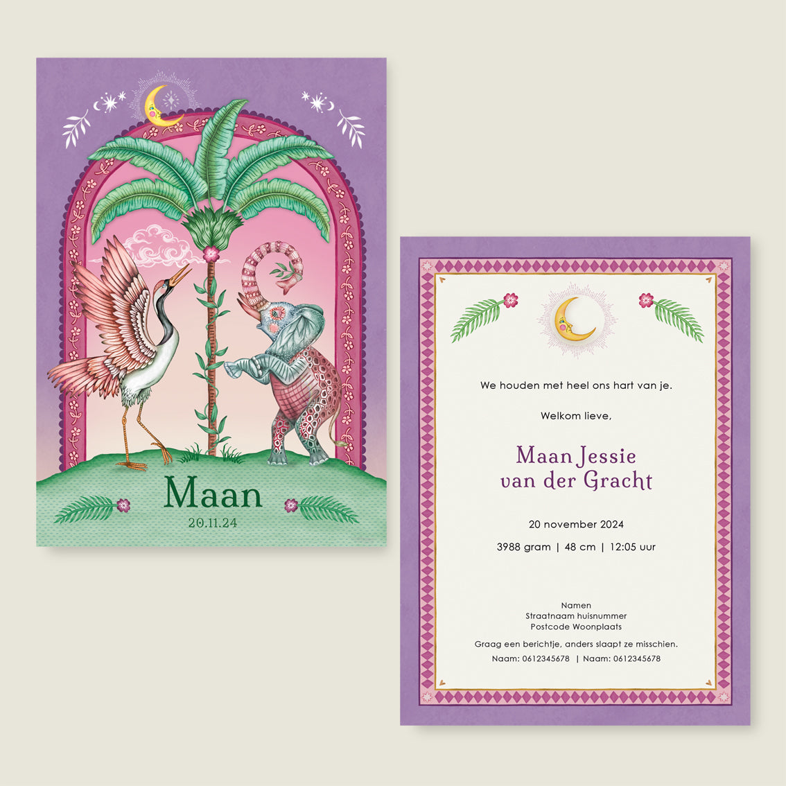 Crane Bird And The Elephant Paars - Story of July