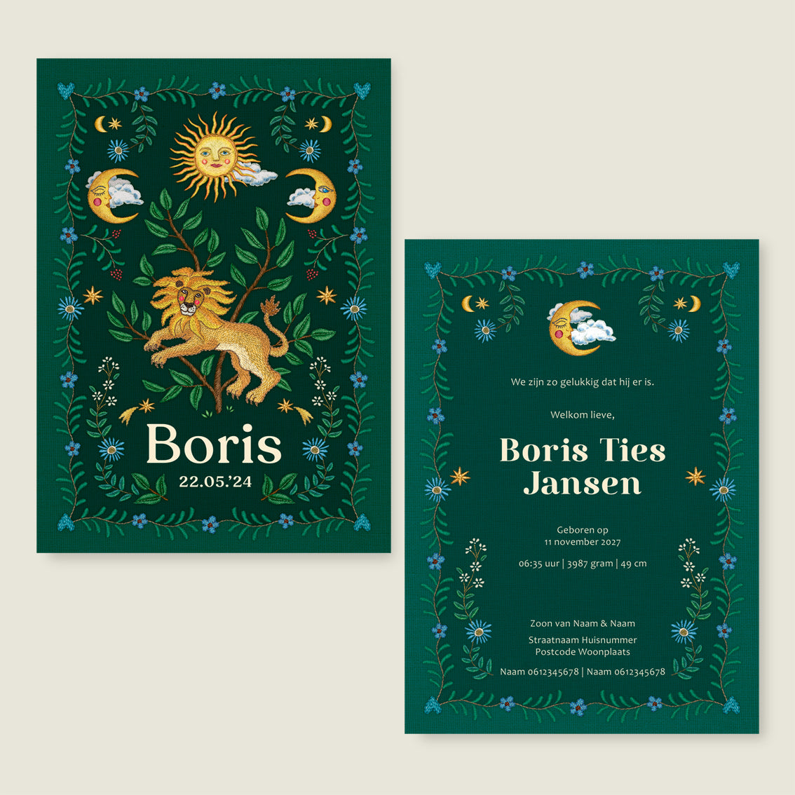 Embroider Lion Dark Green