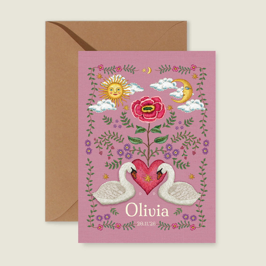 Embroider Flower Swan Pink - Story of July