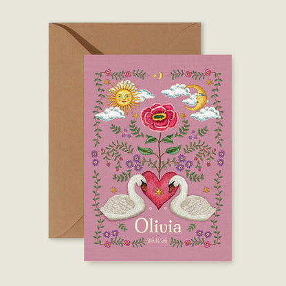 Embroider Flower Swan Pink - Story of July