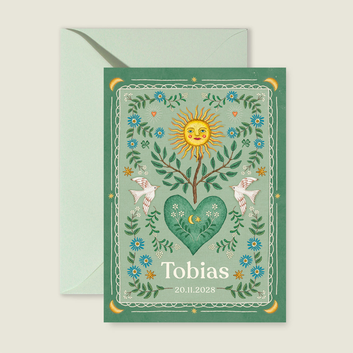 Sample Heart Bird Green