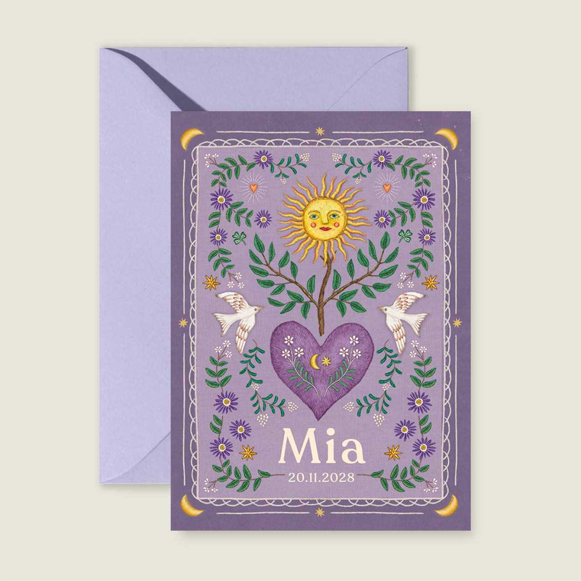 Sample Heart Bird Paars