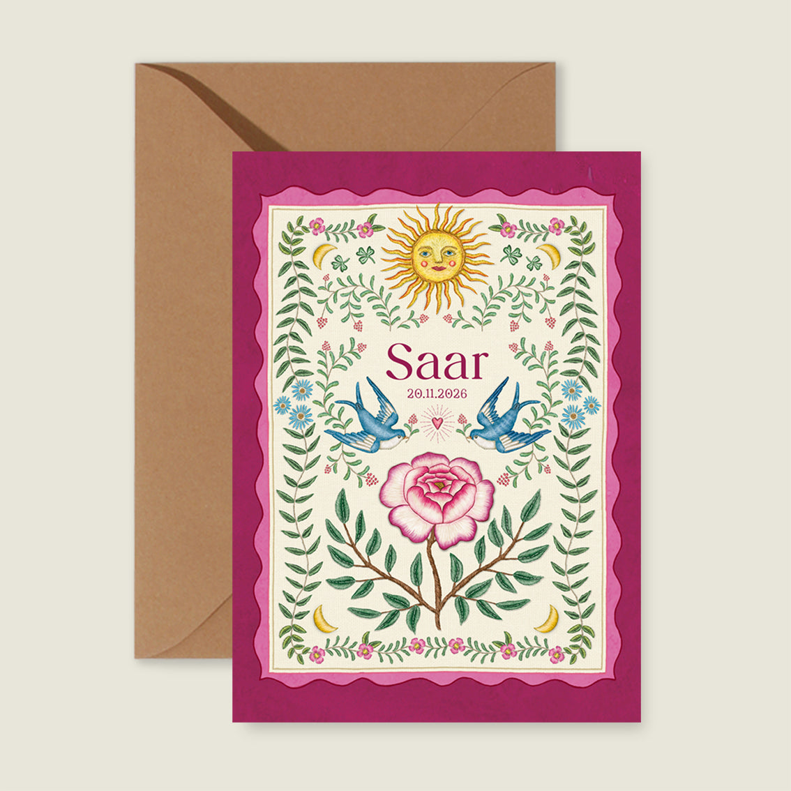 Sample Sparrow Birds Pink - Story of July