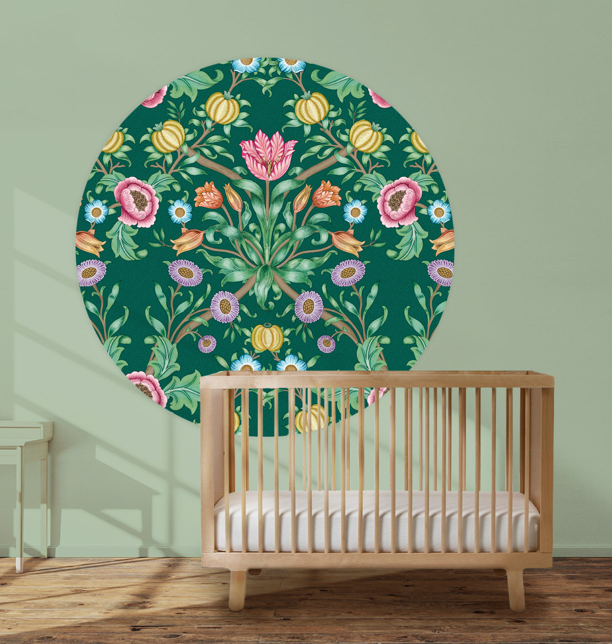 Behangcirkel Blooming Flowers Green - Story of July