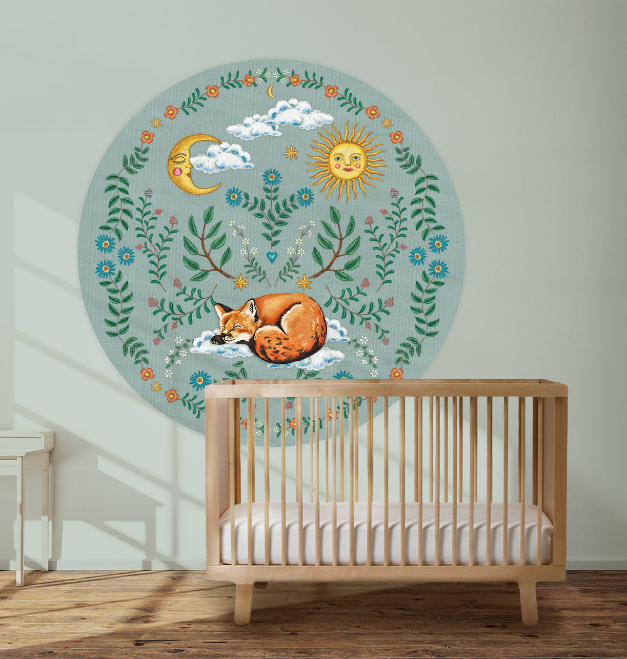 Behangcirkel Embroider Fox Green - Story of July