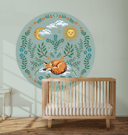 Behangcirkel Embroider Fox Green - Story of July